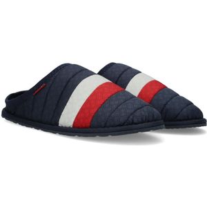 Tommy Hilfiger, Schoenen, Heren, Blauw, 41 EU, Polyester, Blauwe Corporate Padded Homeslipper Pantoffels