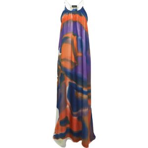 Roberto Collina, Lange jurk met multicolor print Veelkleurig, Dames, Maat:M