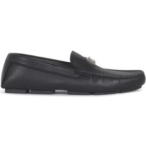 Dolce & Gabbana, Schoenen, Heren, Zwart, 42 1/2 EU, Zwarte platte schoenen - Driver Cervo Antic