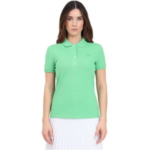 Lacoste, Groene Polo Shirt met Krokodil Patch Groen, Dames, Maat:XL