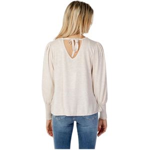 Only, Truien, Dames, Beige, M, Polyester, Beige V-Hals Gebreide Trui voor Vrouwen