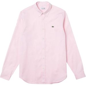 Lacoste, Roze katoenen overhemd met button-down kraag Roze, Heren, Maat:L