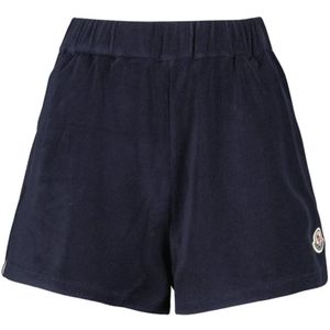 Moncler, Korte broeken, Dames, Blauw, M, Katoen, Oversized Katoenen Spons Shorts