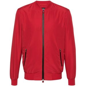 Kiton, Rode Baseball Kraag Jas Rood, Heren, Maat:M