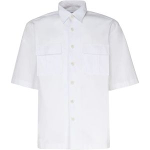 Lardini, Overhemden, Heren, Wit, L, Katoen, Witte Sportkatoenen Shirt Korte Mouwen