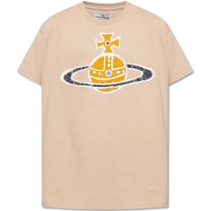 Vivienne Westwood, Tops, Heren, Beige, XL, Katoen, T-shirt met logo
