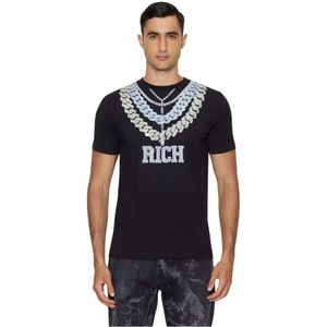 John Richmond, Tops, Heren, Zwart, 2Xl, Katoen, Grafische Voorkant Ronde Hals Korte Mouw T-shirt