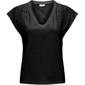Jacqueline de Yong, Blouses & Shirts, Dames, Zwart, M, Katoen, Casual Katoenen T-Shirt voor Vrouwen