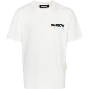 Barrow, Tops, Heren, Wit, L, Katoen, Witte Crewneck T-shirts en Polos met Barrow Print