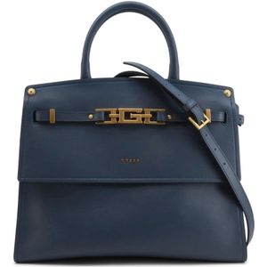 Guess, Leren handtas met metalen sluiting Blauw, Dames, Maat:ONE Size