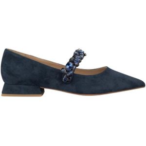 Alma EN Pena, Schoenen, Dames, Blauw, 39 EU, Leer, Platte ballerina schoenen met strass band