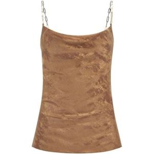 Guess, Chainette Spaghettitop - Gouden Glans Bruin, Dames, Maat:M