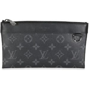 Louis Vuitton Vintage, Pre-owned, Dames, Zwart, ONE Size, Leer, Pre-owned Coated canvas clutches