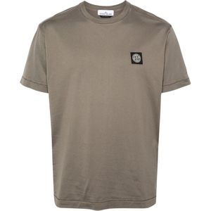 Stone Island, Tops, Heren, Bruin, L, Bruine Basic T-shirts en Polos