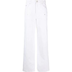 Isabel Marant Étoile, Jeans, Dames, Wit, S, Katoen, Witte katoenen jeans met rechte pijpen