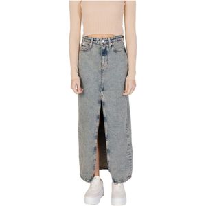 Calvin Klein Jeans, Rokken, Dames, Blauw, W30, Denim, Lange Split Maxi Rok