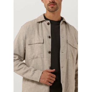 Profuomo, Jassen, Heren, Beige, 2Xl, Linnen, Heren Linnen Overshirt Beige