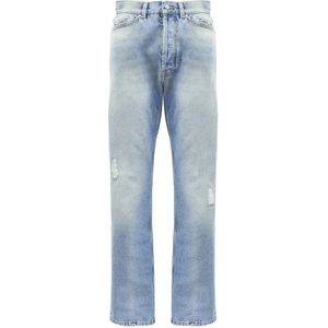 Palm Angels, Jeans, Heren, Blauw, W31, Denim, Monogram Loose Jeans Blauw