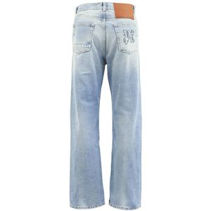 Palm Angels, Jeans, Heren, Blauw, W31, Denim, Monogram Loose Jeans Blauw