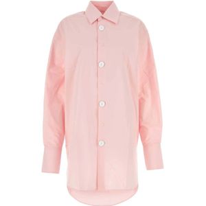 JW Anderson, Blouses & Shirts, Dames, Roze, S, Oversized Roze Poplin Shirt