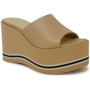 Paloma Barceló, Schoenen, Dames, Beige, 38 EU, Leer, Beige Leren Sleehak Sandalen Ss 24