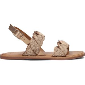 Lina Locchi, Schoenen, Dames, Geel, 39 EU, Leer, Gouden Bruine Gevlochten Band Sandalen