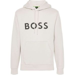 Hugo Boss, Hoodie met stretch-design Beige, Heren, Maat:S