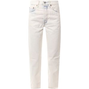 Levi's, Hoge taille taps toelopende katoenen jeans Wit, Dames, Maat:W28