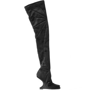 Rick Owens, Fluwelen Laarzen Zwart, Dames, Maat:38 EU