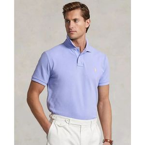 Ralph Lauren, Tops, Heren, Blauw, M, Katoen, Blauw poloshirt met geborduurd logo