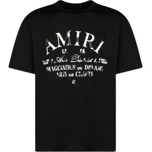 Amiri, Tops, Heren, Zwart, M, Katoen, Zwart Logo Print T-Shirt