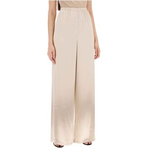 Salvatore Ferragamo, Satijnen Elastische Taille Damesbroek Beige, Dames, Maat:S