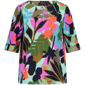 Marc Cain, Blouses & Shirts, Dames, Veelkleurig, M, Kleurrijke Blouse met Natuurlijke Print