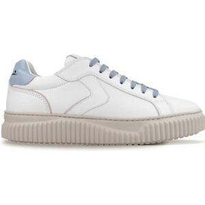 Voile Blanche, Schoenen, Dames, Wit, 39 EU, Witte Sneakers met Blauwe Details