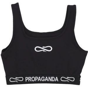 Propaganda, Tops, Dames, Zwart, XS, Logo Crop Top Vest Zwart