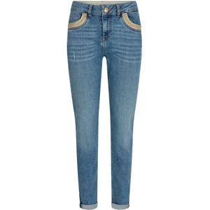MOS Mosh, Slim-Fit Jeans met Distressed Details Blauw, Dames, Maat:W32