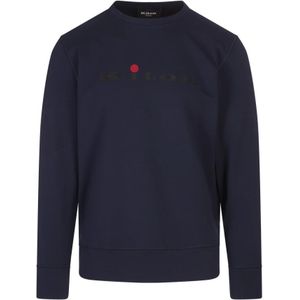 Kiton, Truien, Heren, Blauw, 2Xl, Katoen, Blauwe Sweatshirt met Ronde Hals en Logo