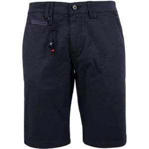 YES Zee, Korte broeken, Heren, Blauw, W31, Katoen, Katoenen Bermuda Shorts met Leren Logo