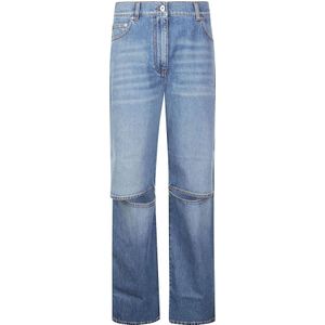 JW Anderson, Bootcut Jeans met Uitgesneden Knie Blauw, Dames, Maat:XS