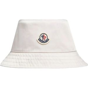 Moncler, Accessoires, Dames, Wit, M, Polyester, Omkeerbare Bucket Hat in Wit