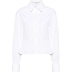 Stella McCartney, Blouses & Shirts, Dames, Wit, S, Katoen, Witte Katoenen Poplin Peplum Shirt