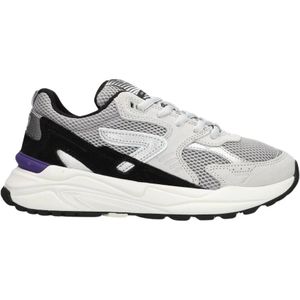 Hub, Schoenen, Dames, Veelkleurig, 38 EU, Suède, Grijze Suède Lage Sneakers Grid