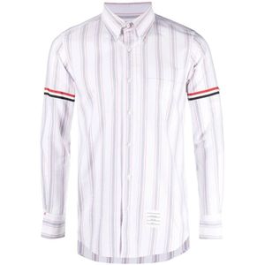 Thom Browne, Overhemden, Heren, Wit, L, Katoen, Witte Gestreepte Oxford Overhemd