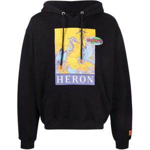 Heron Preston, Opvallende Print Hoodie Zwart, Heren, Maat:S