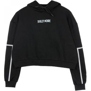 Dolly Noire, Lichtgewicht Korte Hoodie met Capuchon Zwart, Dames, Maat:M