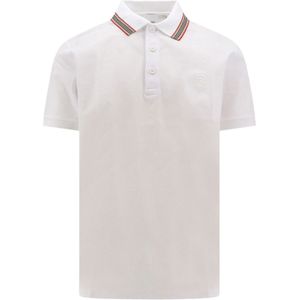 Burberry, Tops, Heren, Wit, XS, Katoen, Witte Polo Shirt met Logo Borduurwerk
