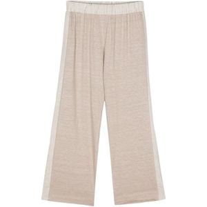 Le Tricot Perugia, Broeken, Dames, Beige, M, Linnen, Beige Linen Blend Cropped Broeken