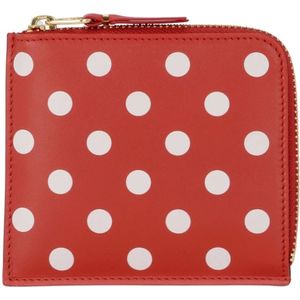 Comme des Garçons, Accessoires, unisex, Rood, ONE Size, Leer, Rode en witte gestippelde portemonnee