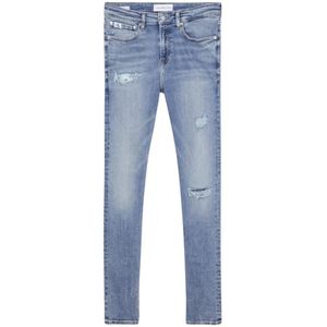 Calvin Klein, Jeans, Heren, Blauw, W32, Denim, Blauwe Slim Fit Elastische Denim Jeans