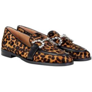 Roberto Festa, Schoenen, Dames, Veelkleurig, 40 EU, Loafer met Animal Print en Front Accessoire